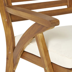 Outdoor 6 Pieces Acacia Wood Dining Set with Handwoven Rattan Legs, Brown Wicker