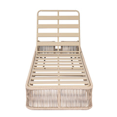 Beige and White Adjustable Sunlounge with Woven Rope Base