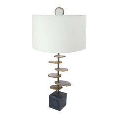 Smoke Agate-Slice Table Lamp with Marble Base