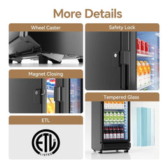 6.0 Cu.Ft Commercial Beverage Refrigerator With Glass Door And Adjustable Shelves (SAK28460)