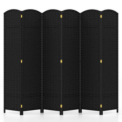 6-Panel Room Divider 5.6 FT Tall Folding Privacy Screen with Hand-woven Texture