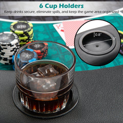 Portable 48 Inch 6-Player Foldable Poker Table Top Round Game Mat-Green