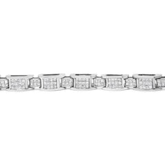 14K White Gold 5.0 Cttw Princess Cut Diamond Invisible Set Alternating Size D Shaped Links Tennis Bracelet (H-I Color, SI2-I1 Clarity) - 7â€
