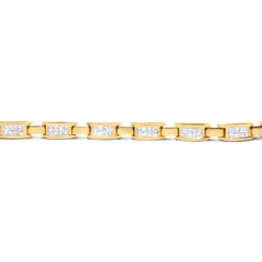 10K Yellow Gold 2.0 Cttw Invisible-Set Princess Cut Diamond Rectangular Link Bracelet (I-J Color, SI2-I1 Clarity) - 7"