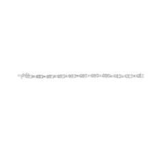 14K White Gold 1.0 Cttw Invisible Set Princess Diamond Alternating Link Tennis Bracelet (I-J Color, I1-I2 Clarity) - 7.25"