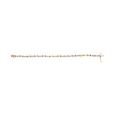 10K Two-Tone Gold 1/2 Cttw Diamond Alternating 3 Stone and X-Link 7" Bracelet (I-J Color, I2-I3 Clarity)
