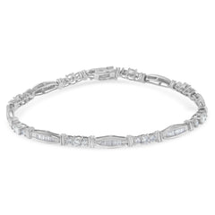 10K White Gold Geometric Pattern Diamond Tennis Bracelet (3 cttw, H-I Color, SI2-I1 Clarity)