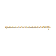 10k Yellow Gold 2.00 Cttw Diamond Cluster and Alternating "X" Link Bracelet (I-J Color, I3 Clarity) - 7"