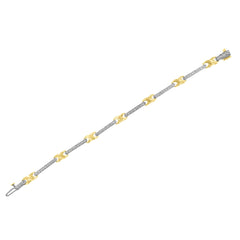 10K Yellow Gold 1.00 Cttw Pave Set Diamond Bar and X-Link 7" Bracelet (I-J Color, I3 Quality)