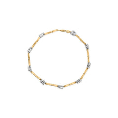 10k Two-Tone Gold 1/3 Cttw Diamond Pave Set Heart S-Link 7.25" Bracelet (I-J Color, I2-I3 Clarity)
