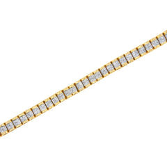 14K Yellow Gold 3.0 Cttw Princess Cut Quad Invisible Set Tennis Bracelet (H-I Color, SI1-SI2 Clarity) - 7â€