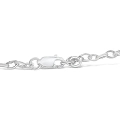 10k White Gold 1/6 Cttw Diamond "Love" Charm Cable Chain Bracelet (H-I Color, I1-I2 Clarity) - 7"