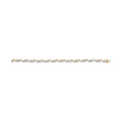 10k Yellow Gold 3.00 Cttw Round-Cut and Baguette-Cut Floral Link 7.25" Bracelet (I-J Color, I1-I2 Clarity)