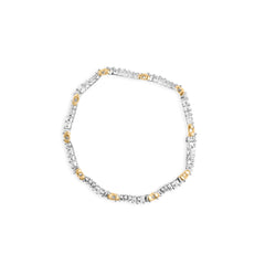 10K Two-Tone 2.00 Cttw Diamond "X" and Wave Link Bracelet (H-I Color, I1-I2 Clarity) - 7" Inches