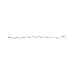 10K Two-Tone 2.00 Cttw Diamond "X" and Wave Link Bracelet (H-I Color, I1-I2 Clarity) - 7" Inches