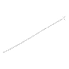 14K White Gold 1-1/2 Cttw Round Brilliant-Cut & Baguette Cut Diamond Bezel and Tapered Link 7" Tennis Bracelet (H-I Color, I1-I2 Clarity)