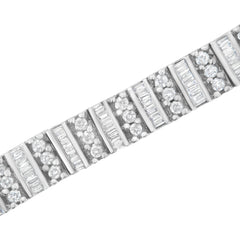 14K White Gold 4 7/8 cttw Baguette & Round Brilliant-Cut Diamond Channel- & Prong-Set Tennis Bracelet (I-J Color, I1-I2 Clarity) - Size 7.25"