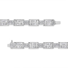 14K White Gold 10 5/8 Cttw Diamond Panel Link Bracelet - 7" Inches