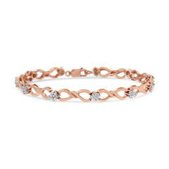 10K Rose Gold Plated .925 Sterling Silver 1/2 Cttw Diamond Infinity Link Tennis Bracelet (H-I Color, I2-I3 Clarity) -7â€