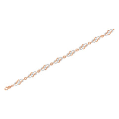 10K Rose Gold 1.0 Cttw Diamond Infinity Loop and Swirl Link Bracelet (I-J Color, I2-I3 Clarity) - 7.25" Inches
