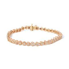 .925 Sterling Silver 1.0 Cttw Miracle Set Diamond Heart-Link 7" Tennis Bracelet (I-J Color, I2-I3 Clarity)