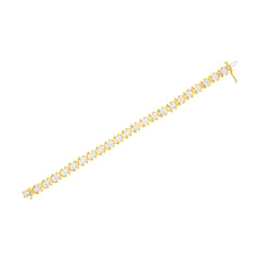 10K Yellow Gold Plated Sterling Silver 2 cttw Diamond "XOXO" Bracelet (J-K Clarity, I1-I2 Color) - Size 7.25"
