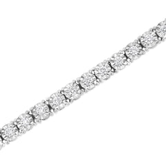 .925 Sterling Silver 3.0 Cttw Lab Grown Diamond Illusion-Set Miracle Plate Tennis Bracelet (G-H Color, VS1-VS2 Clarity) - Size 7.25"