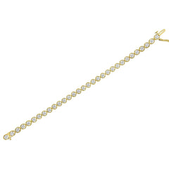 14K Yellow Gold Plated .925 Sterling Silver 1/10 Cttw Diamond Open Circle Beaded Wheel Link Tennis Bracelet (I-J Color, I3 Clarity) - 7.25"