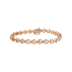 .925 Sterling Silver 1/4 Cttw Diamond Miracle-Set Teardrop Shaped 7†Link Bracelet (I-J Color, I3 Clarity)