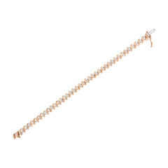 14KT Rose Gold Plated Sterling Silver Diamond S Link Tennis Bracelet (2 cttw, J-K Color, I1-I2 Clarity) - Size 7.5"