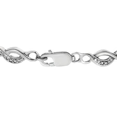 .925 Sterling Silver Prong Set Diamond Accent Curved Spiral Link Bracelet (I-J Color, I3 Clarity) - 7.25"