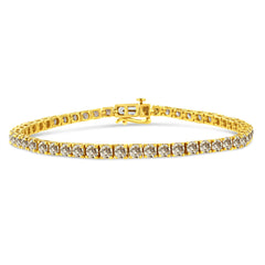 14K Yellow Gold Plated .925 Sterling Silver 8.0 Cttw Diamond Classic Link Tennis Bracelet (K-L Color, I2-I3 Clarity) - 7-1/4"
