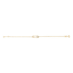 10K Yellow Gold 1/10 Cttw Diamond Paperclip Charm Adjustable Link Bracelet (I-J Color, I1-I2 Clarity) - 7.25 Inch