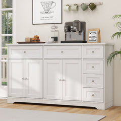 Buffet Sideboard 59" Modern Coffee Bar Station Console Table-White