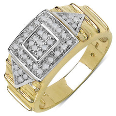 14K Yellow Gold Plated 0.21 Carat Genuine White Diamond .925 Sterling Silver Ring