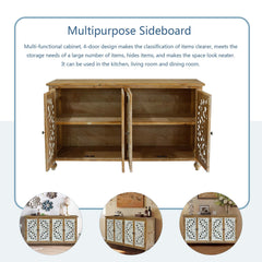 Accent Cabinet With 4 Doors Farmhouse Sideboard Buffet Cabinet