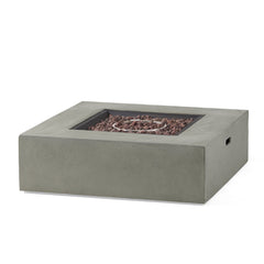 Contemporary 50,000 BTU Square MgO Fire Table with Clean Lines in Light Grey