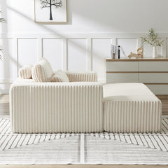 75-Inch Corduroy Sofa Lounge Chair with Removable Footrest