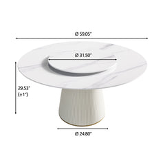 Modern, Round Carbon Steel Base Dining Table, Can Accommodate 6 People