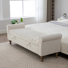 65.55' Wide Modern Upholstered Storage Bench with Rolled Armrest