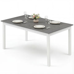 60 Inch Rectangular Dinner Table with Solid Rubber Wood Legs