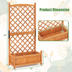 60 Inch Tall Raised Garden Bed with Diamond Lattice Trellis and Drainage Holes
