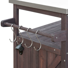 K&K Outdoor Kitchen Island, Rolling Bar Cart & Storage Cabinet
