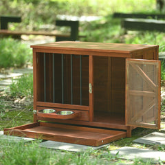 43" Solid Wood Dog Crate Furniture Foldable Indoor Kennel