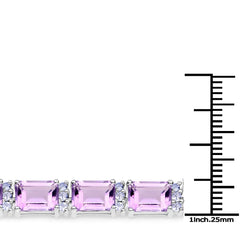 19.19 Carat Genuine Amethyst and Tanzanite .925 Sterling Silver Bracelet