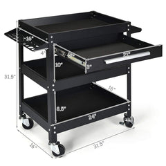 Rolling Tool Cart Mechanic Cabinet Storage ToolBox Organizer with Drawer