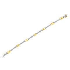 10K Yellow Gold 1.00 Cttw Pave Set Diamond Bar and X-Link 7" Bracelet (I-J Color, I3 Quality)