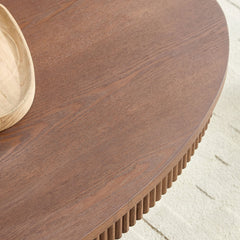 Modern Design Oval Handcraft Drum Coffee Table Length 47.24 inch Walnut Color