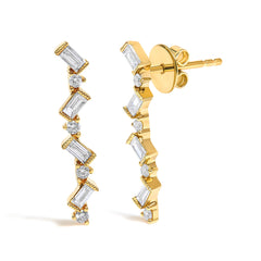 14K Yellow Gold 1/2 Cttw Diamond Zig Zag Drop Earrings (I-J Color, SI2-I1 Clarity)