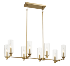 Willow Eight Lights Island Pendant Lamp - Satin Brass